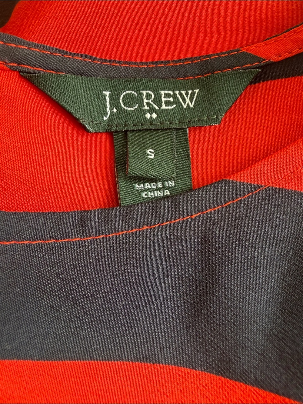 J. Crew Red and Navy Striped Short-Sleeve Tee